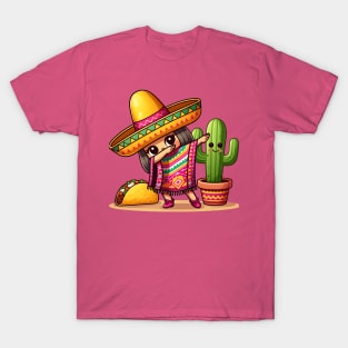 Funny Dabbing Mexican Poncho Sombrero Cinco de Mayo girl boy T-Shirt